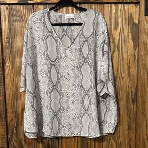 Adrienne Gray Snake-Print V-Neck Tunic